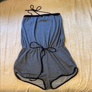 Gray Romper with Black Lining and Adjustable Waist